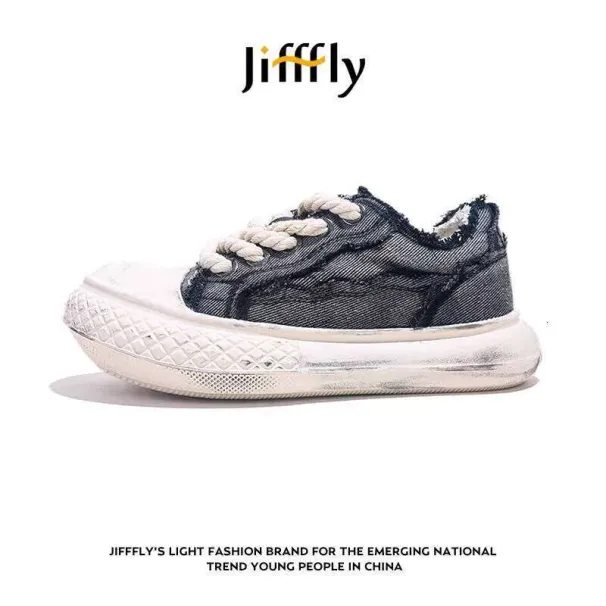 Jifffly Men's Sneakers 2025 New Ins Trend Canvas Thick Sole Casual Couple Style Sports Shoes_desvips.com