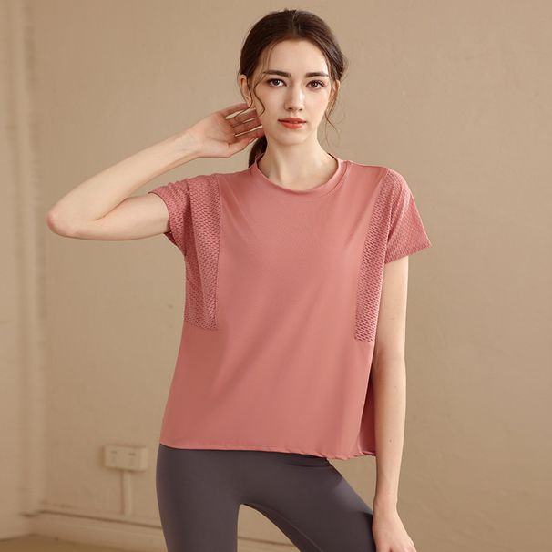 Loose Breathable Sports Top, Yoga Shirt Women, Short-sleeved T-shirt, Quick-dry, Thin Summer Style For Training,_desvips.com