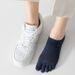 6 Pairs Pure Cotton Five Finger Short Men Sweat Absorbent Antibacterial Breathable Mesh Boat Sos Running Sports Toe_desvips.com