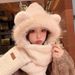 LazyZoom Autumn Winter Bear Ears Plush Scarf Combo For Women Cycling Warm Versatile Mask Ear Protection Neck Warmer Hat_desvips.com