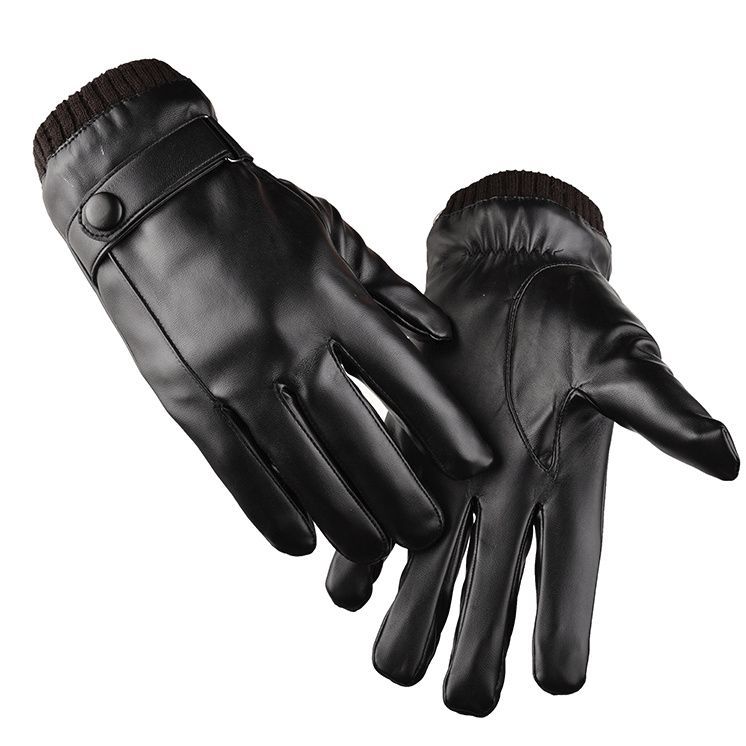 Leather Men Riding Motorcycles Warm In Winter, Thickened With Fleece, And For Women Driving, Touch Screen Waterproof_desvips.com