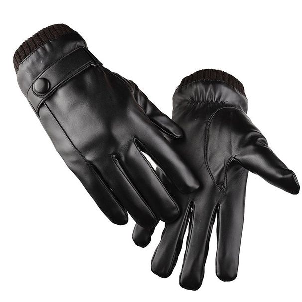 Leather Men Riding Motorcycles Warm In Winter, Thickened With Fleece, And For Women Driving, Touch Screen Waterproof_desvips.com