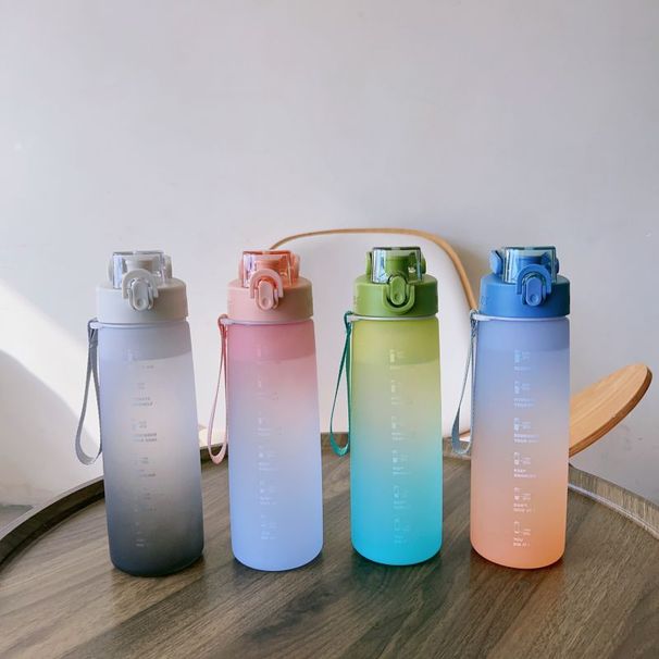 Summer Large Capacity Sports Water Bottle For Women, High Aesthetic With Scale, Korean Style Plastic Cup, Simple And_desvips.com