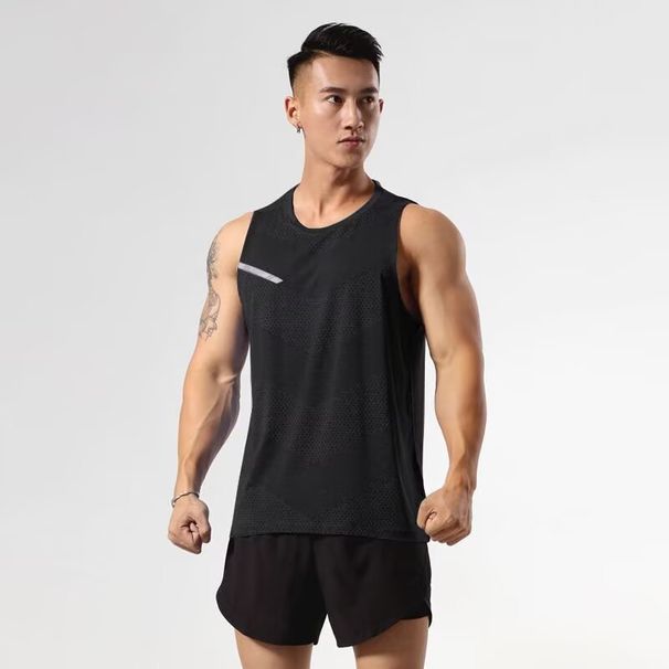 Sports Vest Running Summer Breathable Quick Drying Ice Silk Sleeveless T-shirt Men's Shoulder Fitness Hurdle 2025 New_desvips.com