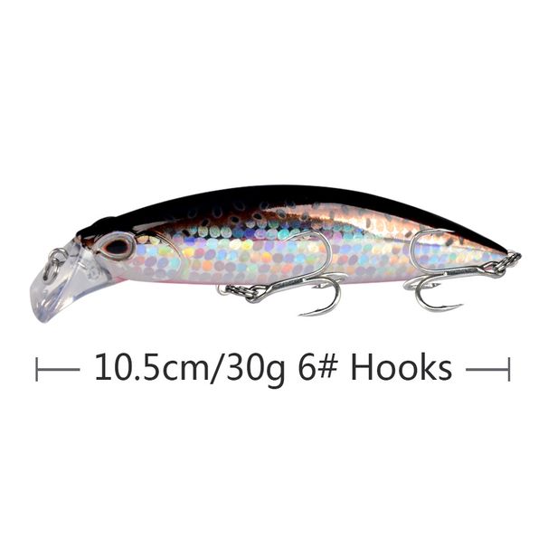 1pc 30g/10.5cm Long-cast Sinking Minnow Wobbler For Trolling Bass Fishing Bait Wobbler Long Sinking Trolling Jerkbait Pesca_desvips.com