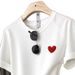 2025 Summer Loose Casual Sports For Women, Embroidered Heart Design, Youthful Gray Short-Sleeve T-Shirt And Shorts_desvips.com