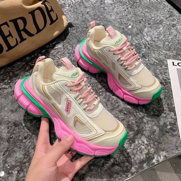 European Goods New Sports Daddy Shoes Women S Autumn Mesh Surface Breathable Casual Soft Bottom Running_desvips.com