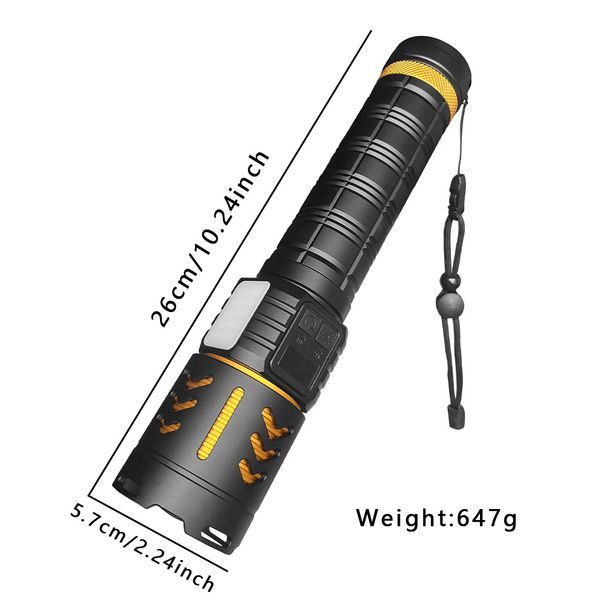New Outdoor Camping High Brightness Telescopic Focus Rechargeable Multi-Function Long Battery Life Flashlight_desvips.com