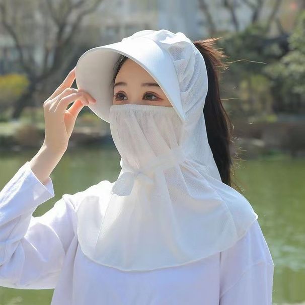 Women's Summer Sun Hat Face Mask Veil Riding Electric Bike Outdoor Sun Hat Anti Ultraviolet Sun Hat_desvips.com