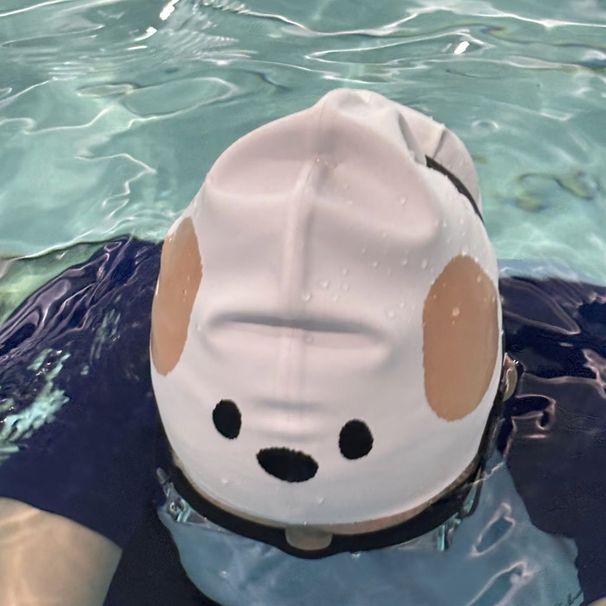 Funny Silly Puppy Silicone Swim Cap, Waterproof, Anti-strangling, Oversized, Simple Cute, Suitable For Adults And_desvips.com