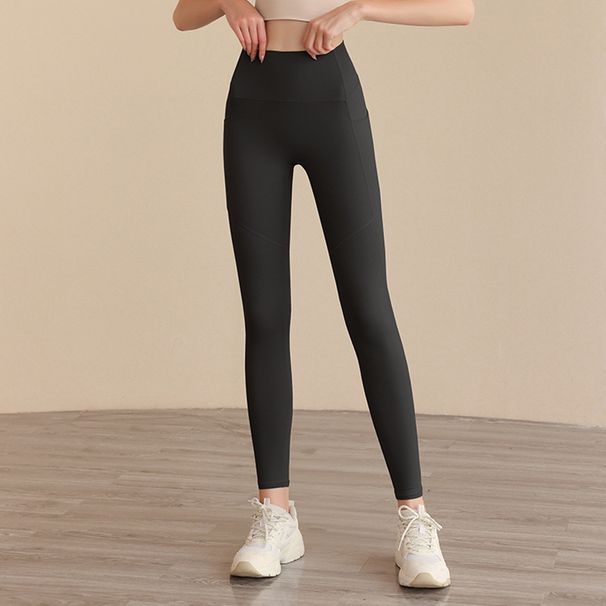 Side Pocket Barely There Yoga Women Waist Tummy Control Butt Lift Fitness High Elasticity Outdoor Running Sports Long_desvips.com