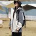 Rainstorm Level Water-Resistant Spring And Autumn Color-Block Windproof Coat Loose Hooded Hiking College Style Jacket_desvips.com
