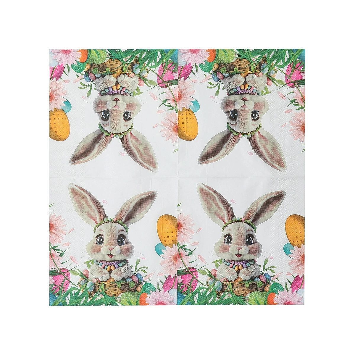 PomParty Easter Bunny Printed Napkins, Popular 20-Pack Cute Cartoon Holiday Home Decorative Tissues_desvips.com
