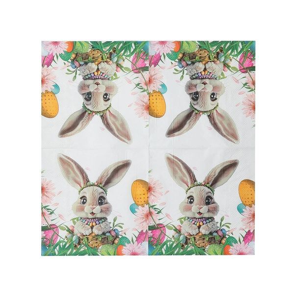 PomParty Easter Bunny Printed Napkins, Popular 20-Pack Cute Cartoon Holiday Home Decorative Tissues_desvips.com