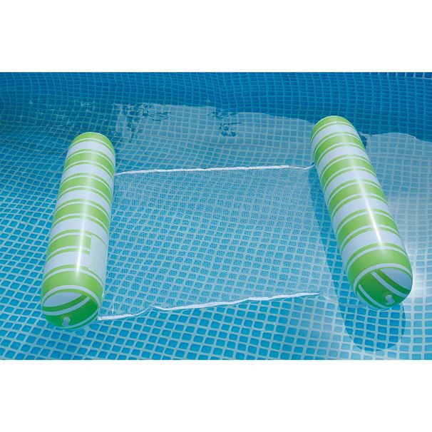 Striped Inflatable Lounger - Foldable Backrest & Mesh Fabric (Cylinder Pool Float For Adults Quick-Dry & Heavy-Duty PVC)_desvips.com