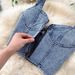 Women Sexy short camisole vest high waisted denim skirt_desvips.com