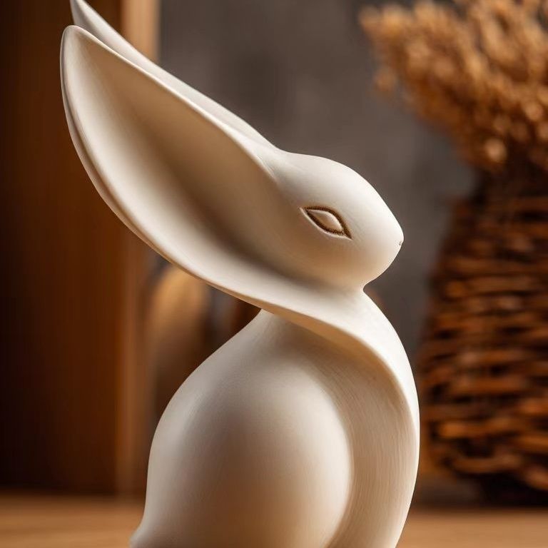 Elegant And Streamlined Easter Bunny Sculpture_desvips.com