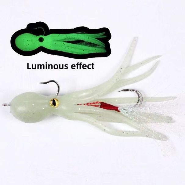 Luminous Squid Lure 21g 11cm Iron Plate Double Hook Boat Octopus Cuttlefish Soft Bait Sea Fishing_desvips.com