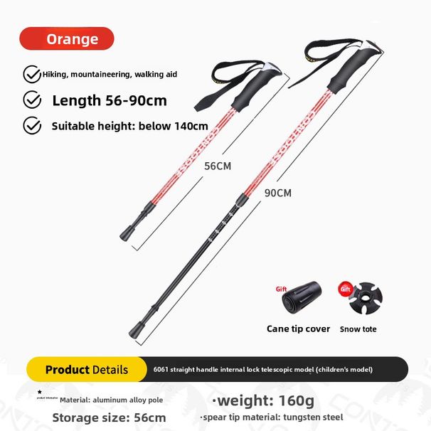 Kuangtu Outdoor Children's Hiking Ultra-light Trekking Walking Telescopic Anti-skid Crutch Stick Multi-functional_desvips.com