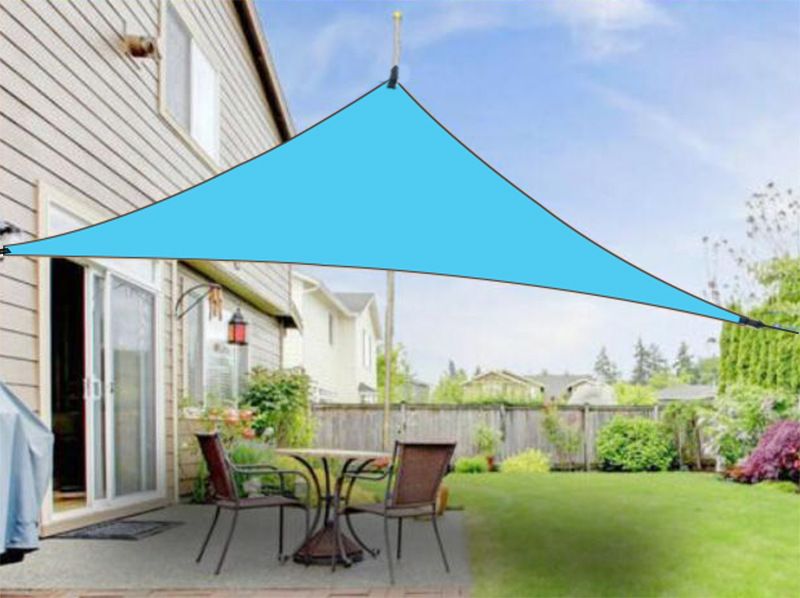 Triangle Sun Shade Canopy UV Protection Outdoor Sunscreen Tarp For Patio Garden Camping Foldable Silver Coated Waterproof Includes Ropes Pegs_desvips.com