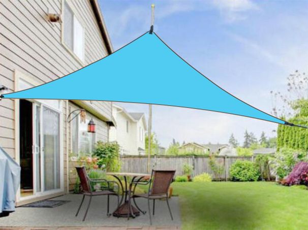 Triangle Sun Shade Canopy UV Protection Outdoor Sunscreen Tarp For Patio Garden Camping Foldable Silver Coated Waterproof Includes Ropes Pegs_desvips.com