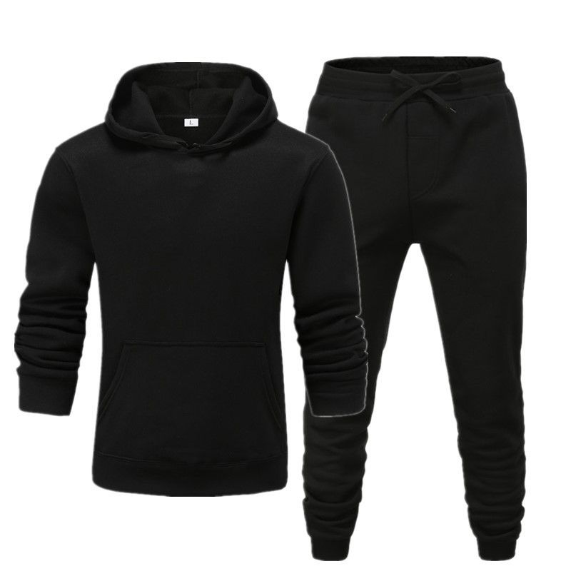 Men's Clothing men's casual sports fitness solid color sweatshirt suit hooded sweatshirt_desvips.com