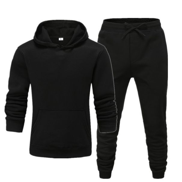 Men's Clothing men's casual sports fitness solid color sweatshirt suit hooded sweatshirt_desvips.com