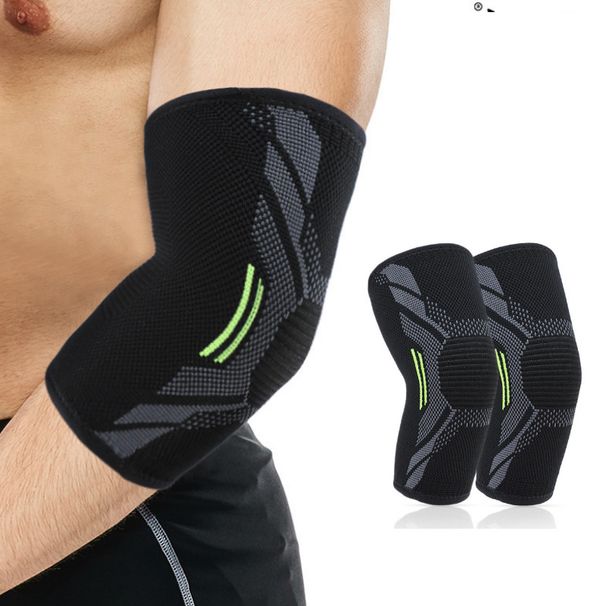 Sports Knitted Compression Elbow Brace With Silicone, Breathable, Non-slip Basketball Arm Sleeve, Nylon Anti-collision_desvips.com