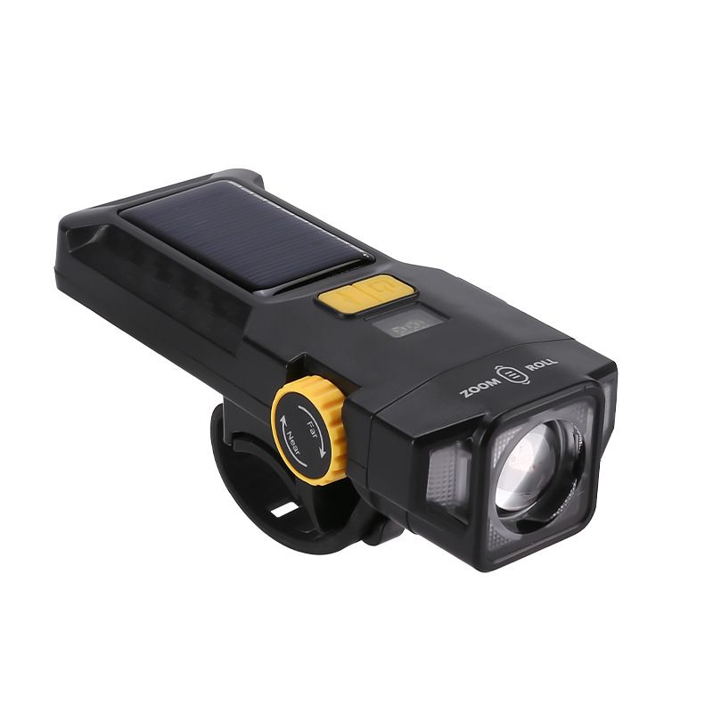 New Solar-Powered Rechargeable Digital Display Headlamp With Adjustable Zoom And High/Low Beam, White Laser Night Riding_desvips.com