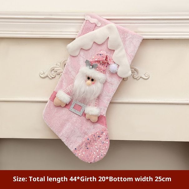 001 Cross-Border New Pink Sequin Children's Christmas Decoration Socks Gift Bag_desvips.com