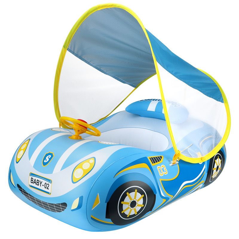 Baby swimming float with UPF50+ sun protection and toy game steering wheel, 0-6 years old swimming float Swimming Rings_desvips.com