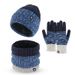 Winter 3-in-1 Knit Set – Scarf, Hat & Gloves, Thickened Thermal Ski Accessories, Gradient Color Block, Outdoor Sports & Daily Wear_desvips.com