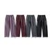 001 IZEXX Trendy Outdoor Casual Unisex Versatile Winter Loose Warm Wear-resistant Windproof Fleece Couple Long Pants_desvips.com