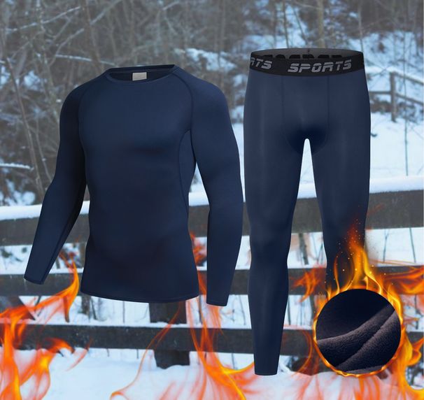 2025 Autumn Winter Cold-Proof Compression Shirt Quick-Dry Ski Long Sleeve Fleece-Lined Base Layer Training Fitness Suit_desvips.com