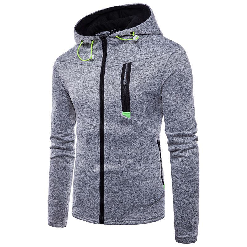 Men's Clothing Spring New Men's Sports Leisure Jacquard Sweater Fleece Cardigan Hooded Jacket_desvips.com