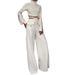 Women's clothing border high collar solid color navel exposed sweet and spicy loose wide leg suit for women_desvips.com