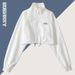 Womens Cropped Jacket Loose Sports Zip Up Windbreaker Korean Streetwear Coat Female Gorpcore Drawstring Lightweight_desvips.com