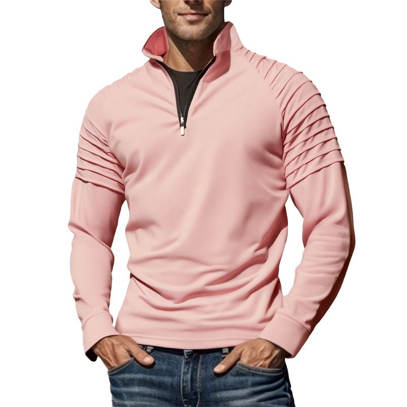 Autumn Men's Fitness Long Sleeve Zip-Up Stand Collar Sweatshirt - Lightweight, Breathable, Comfortable Pullover For Gym, Casual Wear - S-XXL_desvips.com