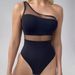 Solid Color One-shoulder Hollowed-out Sexy Mesh One-piece Swimsuit_desvips.com