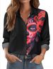 Women's Floral Print Button-Down Shirt, Long Sleeve V-Neck Blouse, Casual Loose Fit Top For Daily/Office/Summer, Lightweight & Breathabl Maglia Donna _desvips.com