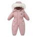 Kids Winter Snowsuit With Fur Hood - Waterproof Windproof Fleece-Lined One-Piece Jumpsuit For Boys And Girls (3-8 Years, 90-120cm)_desvips.com