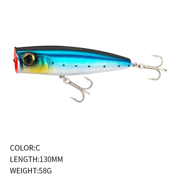 1pcs Long-cast Trolling Lure 13cm /58g Popper Large Hard Lure Surface-Swimming Wobbling Lures Practical Fishing Accessory_desvips.com