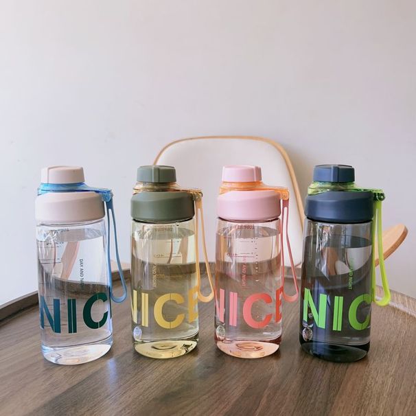 Summer Large Capacity Student Plastic High Temperature Resistant Portable Simple Unisex Outdoor Sports Water Bottle_desvips.com