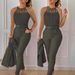 Women's Clothing Solid color cross strap top + pants two-piece set_desvips.com