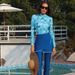 2024 New Conservative Swimsuit Middle Eastern Color Muslim Long Sleeve Pants Sunscreen Beach Swimsuit Three Piece Set Swimsuit_desvips.com