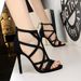 Roman 83121-1 Style Stiletto Ultra Heel Suede Hollow Sexy Nightclub Sandals Summer High Heels_desvips.com