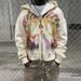 Hip Hop Printed High Street Hot Diamond Zipper Men's And Women's Autumn/Winter Loose Same Style Hoodies_desvips.com
