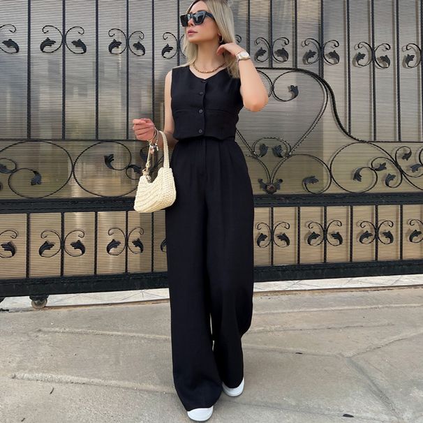 Women's Clothing vest short trousers high-end casual fashion two-piece_desvips.com