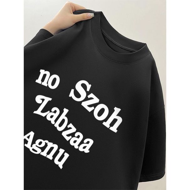 American Style Letter Print Pure Cotton Short Sleeve Unisex T-Shirt Couple Summer New Loose Versatile Trendy Brand Top_desvips.com