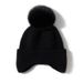 Cashmere 2025 Autumn Winter New Women's High-end Solid Color Knitted Outdoor Warm Fashion Striped Pom-pom Casual Hat_desvips.com